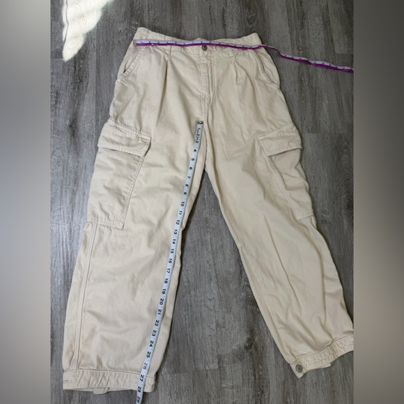 Free People Baggy Utility Cargo Pants Size 8 Beige Boho Gorpcore Wide Leg - Picture 7 of 9